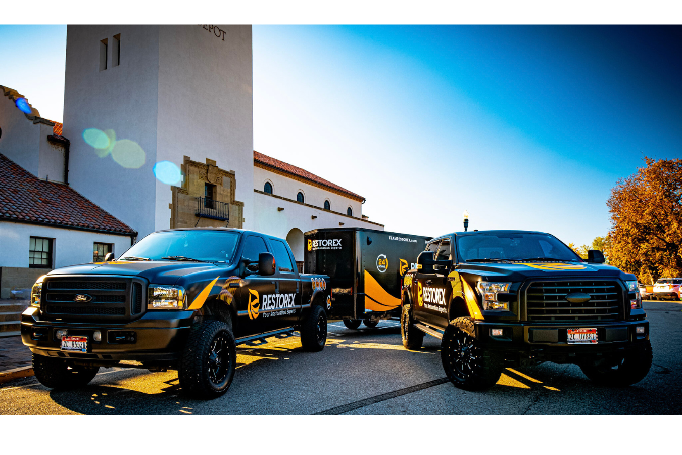 Restorex branded trucks and trailer